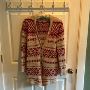 Cozy Red and Cream Knit Sweater